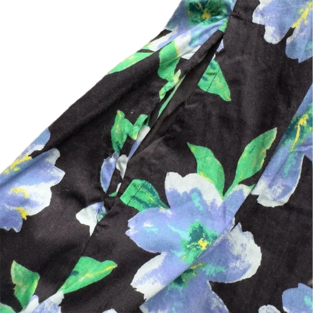 Free People Women’s Finer Things Floral Print A-Line Midi Dress Black Blue Small